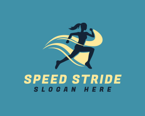 Athletic Woman Run logo design