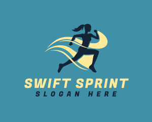 Athletic Woman Run logo design