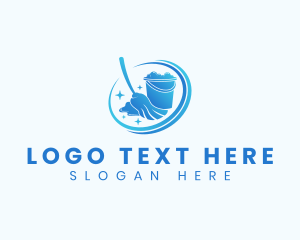 Trash Can - Cleaning Mop Housekeeping logo design