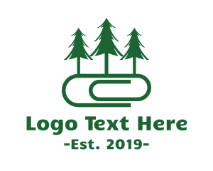 Pine - Pine Trees Paperclip logo design