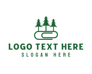 Forest - Pine Tree Paperclip logo design