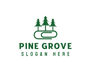 Pine Tree Paperclip logo design