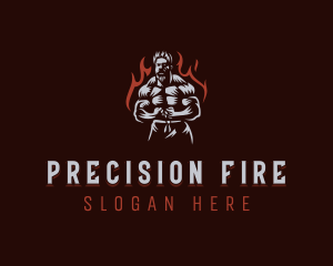 Fire Strong Man logo design