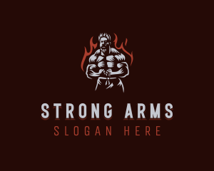 Fire Strong Man logo design