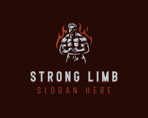 Fire Strong Man logo design