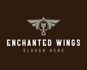 Piston Wings Mechanic logo design