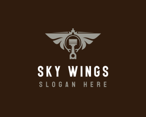 Piston Wings Mechanic logo design