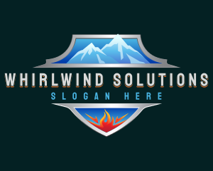 Whirlwind - Mountain Ice Fire logo design