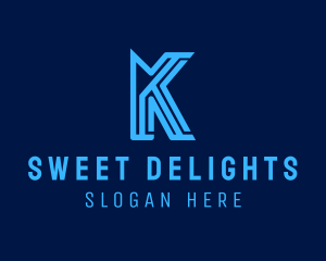 Blue Tech Letter K Logo