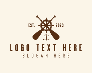 Navy - Nautical Paddle Anchor Wheel logo design