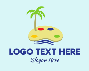 Island - Art Palette Island Palm Tree logo design