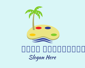 Art - Art Palette Island Palm Tree logo design