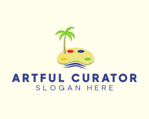 Art Palette Island Palm Tree logo design