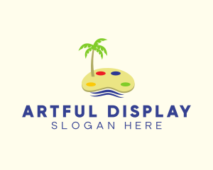 Art Palette Island Palm Tree logo design