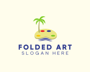 Art Palette Island Palm Tree logo design