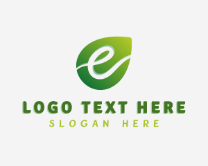 3d - Gradient Leaf Letter E logo design