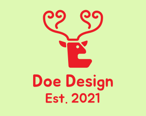 Red Deer Antlers  logo design