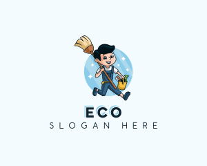 Broom Sanitation Cleaning Logo