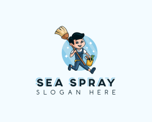 Broom Sanitation Cleaning logo design