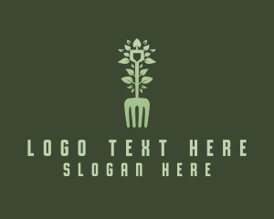 Salad - Fork Shovel Leaf logo design