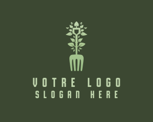 Fork Shovel Leaf Logo