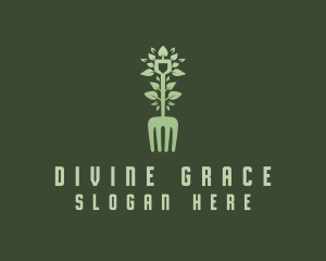 Olive Leaves - Fork Shovel Leaf logo design