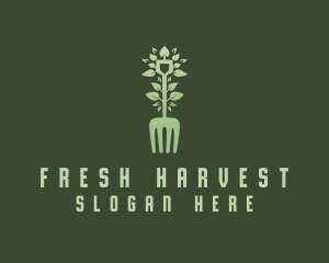 Farm To Table - Fork Shovel Leaf logo design