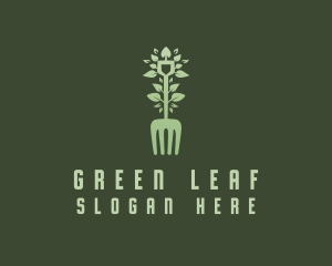 Fork Shovel Leaf logo design