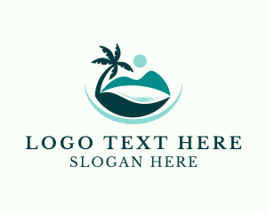 Palm Tree - Island Beach Paradise logo design