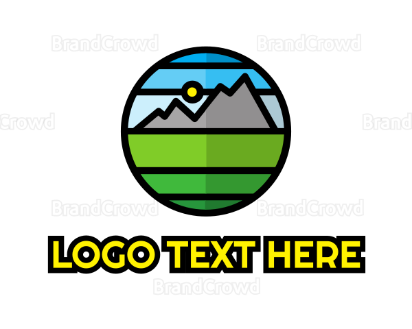 Geometric Mountain Badge Logo