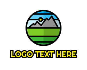 Polygon - Geometric Mountain Badge logo design