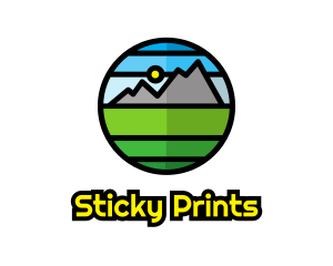 Sticker - Geometric Mountain Badge logo design