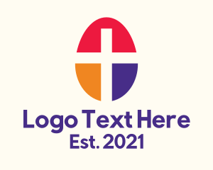 Sunday - Easter Egg Cross logo design