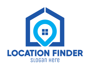 Geolocation - Blue Realty Location Pin logo design