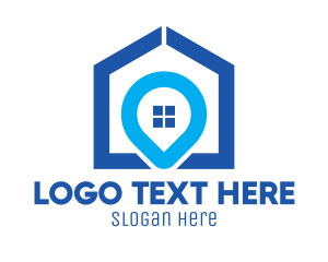 Home Rental - Blue Realty Location Pin logo design