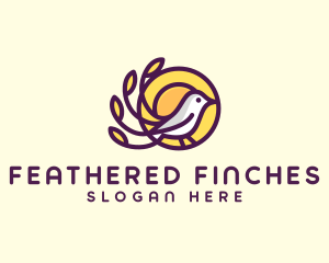 Finch Bird Sunset logo design