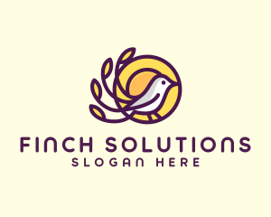 Finch Bird Sunset logo design