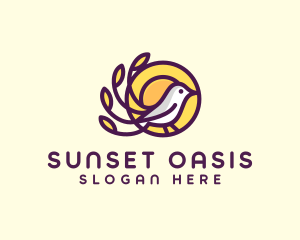 Finch Bird Sunset logo design