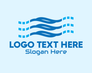 Surf - Blue Digital Wave logo design
