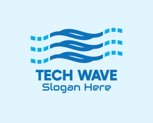 Blue Digital Wave logo design