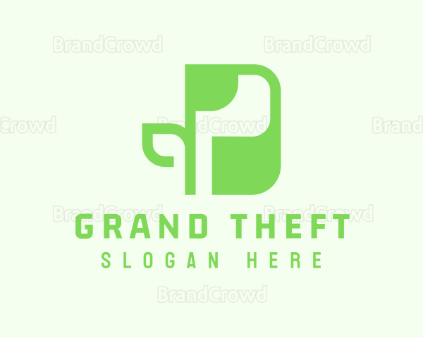 Green Plant Letter P Logo
