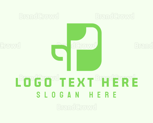 Green Plant Letter P Logo