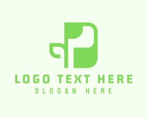 Natural Product - Green Plant Letter P logo design