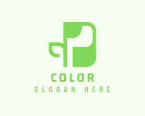 Environmental - Green Plant Letter P logo design