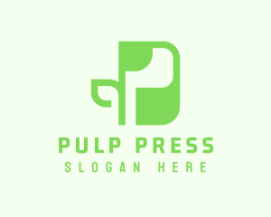 Green Plant Letter P logo design