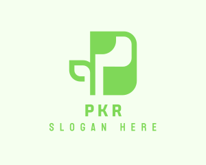 Green Plant Letter P logo design