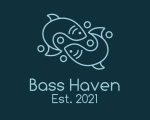 Bass - Monoline Pisces Fish logo design