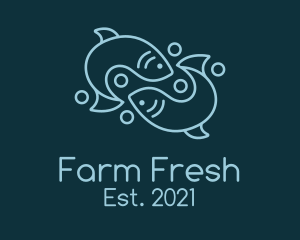 Monoline Pisces Fish logo design
