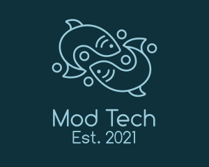 Monoline Pisces Fish logo design