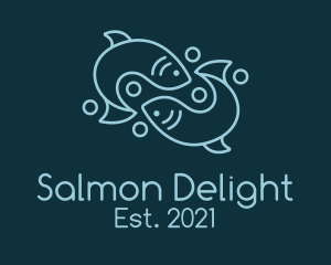 Salmon - Monoline Pisces Fish logo design
